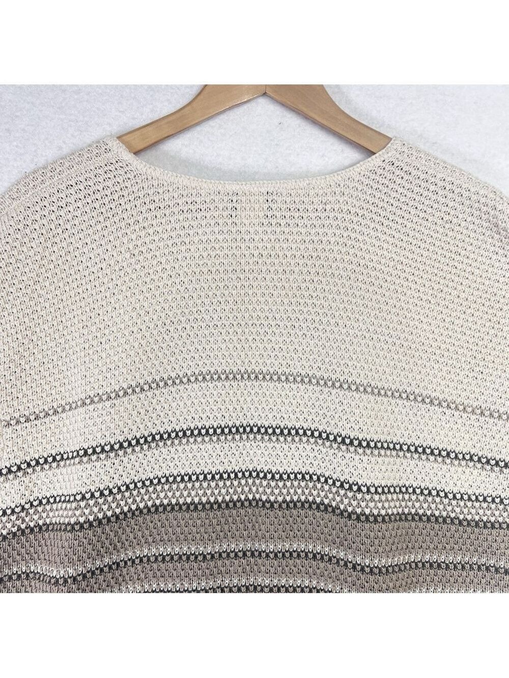Vintage Reba Rose Womens Sweater Plus Size 22/24 Black Tan Stripe Short Sleeve - Picture 5 of 9